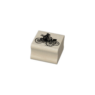 Victoriaans echtpaar man vrouw Carriage Wagon Art Rubberstempel