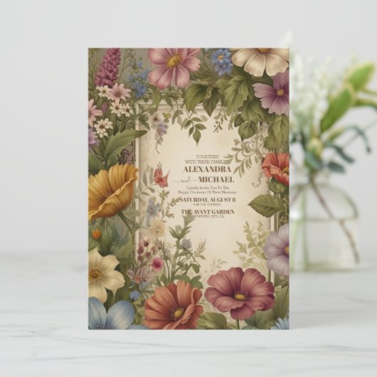 Victoriaans Elegance Wedding Kaart (Staand voorkant)