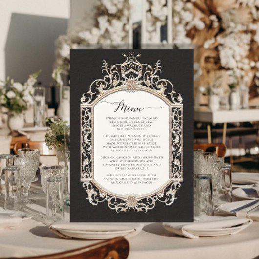 Victoriaans Elegant Zwart en Goud Menu