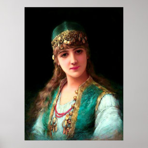 Victoriaans elegante boho bellydancer voor zigeune poster