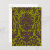 Victoriaans elegantie ~ Briefkaart Damask Yellow (Voorkant / Achterkant)