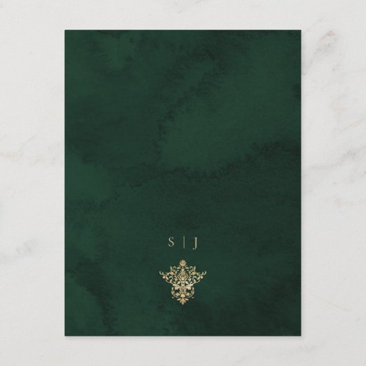 Victoriaans Emerald Gold Royal Wedding QR Details Informatiekaartje (Achterkant)