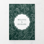 Victoriaans Emerald Green Catholic QR Code Wedding Drieluik Uitnodiging (Cover)
