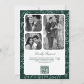 Victoriaans Emerald Green Catholic QR Code Wedding Kaart (Achterkant)