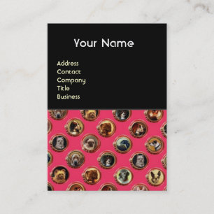 VICTORIAANS ENAMELS/MINIATURE DOG PORTRAITS, Roze Visitekaartje