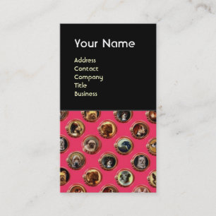 VICTORIAANS ENAMELS/MINIATURE DOG PORTRAITS, Roze Visitekaartje