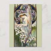 Victoriaans Engel en Paaslelie Bloemen Briefkaart (Voorkant)