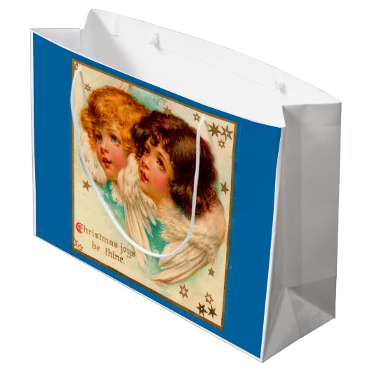 Victoriaans engelen kerstavond zijn van plan groot cadeauzakje (Achterkant Gekanteld)