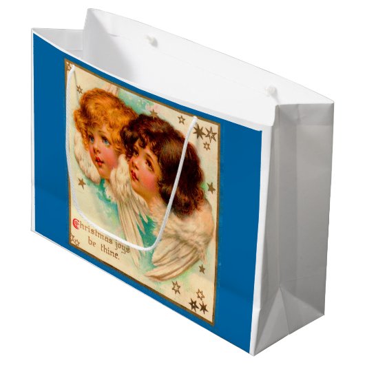 Victoriaans engelen kerstavond zijn van plan groot cadeauzakje (Voorkant Gekanteld)
