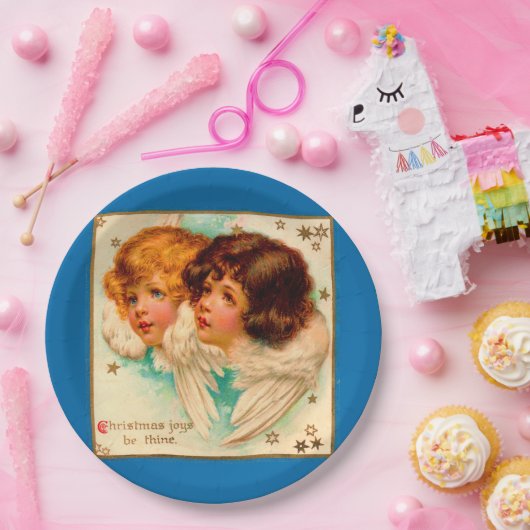 Victoriaans engelen kerstavond zijn van plan papieren bordje (Feest)