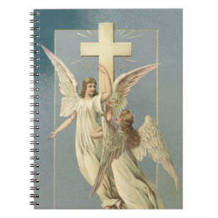 Victoriaans engelen met een kruis, Pasen Notitieboek