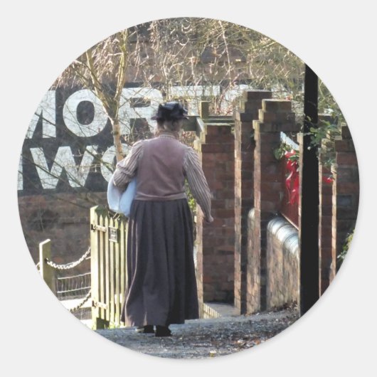 VICTORIAANS ENGLAND RONDE STICKER (Voorkant)