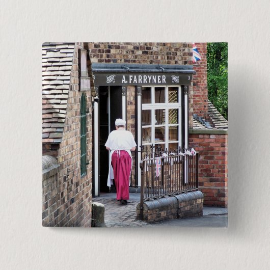 VICTORIAANS ENGLAND VIERKANTE BUTTON 5,1 CM (Voorkant)