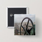 VICTORIAANS ENGLAND VIERKANTE BUTTON 5,1 CM (Voorkant /achterkant)