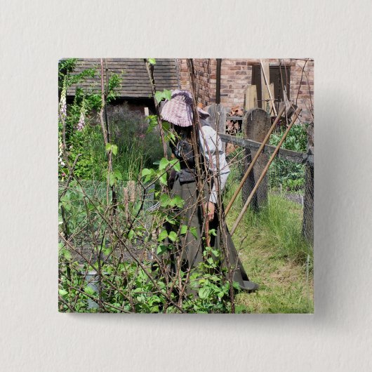 VICTORIAANS ENGLAND VIERKANTE BUTTON 5,1 CM (Voorkant)