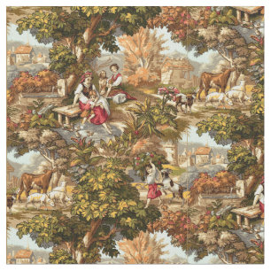  Victoriaans Era 1890 Pastoral Scenes Pattern Stof