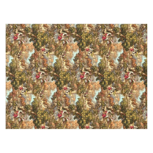 Victoriaans Era 1890 Pastoral Scenes Pattern Tafelkleed (Voorkant (Horizontaal))
