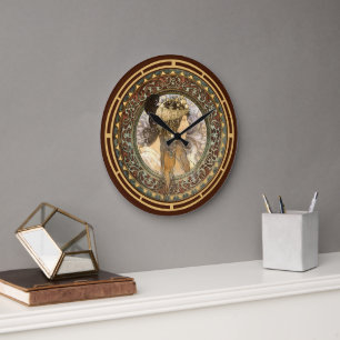 Victoriaans Era Art Nouveau Brunette Vrouw door Mu Grote Klok