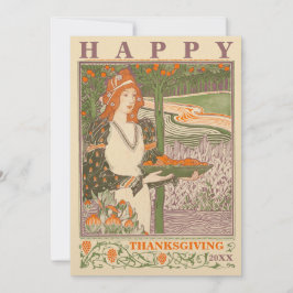 Victoriaans ERA Art Nouveau Thanksgiving Feestdagenkaart
