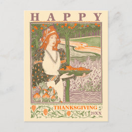 Victoriaans ERA Art Nouveau Thanksgiving Feestdagenkaart