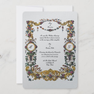 Victoriaans Era Baroque Style Floral Cartouche Kaart