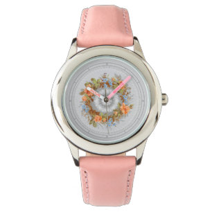Victoriaans Era Bloemen Krans Print Horloge
