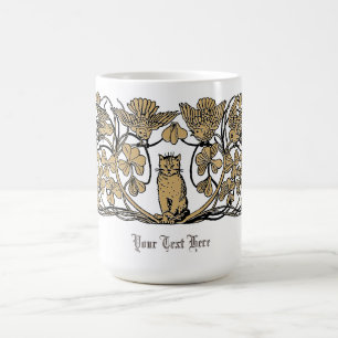 Victoriaans Era Cat, Clover & Birds Koffiemok