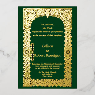 Victoriaans ERA Celtic Knots Border Wedding Folie Uitnodiging