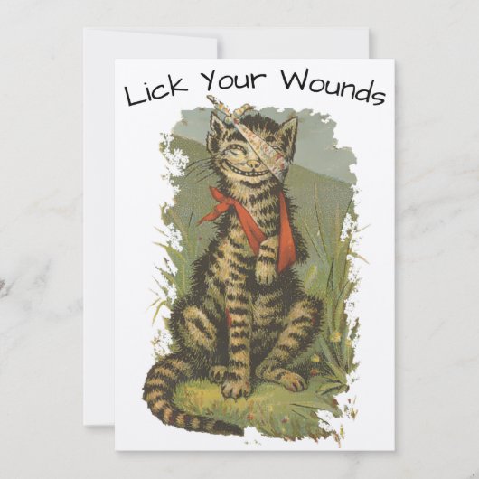 Victoriaans ERA Funny Cat Get Well Card Sjabloon (Voorkant)