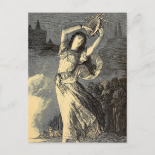 Victoriaans Era Gypsy Tambourine Girl Briefkaart