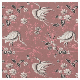  Victoriaans Era Herons & Flowers Patroon Stof