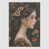 Victoriaans Era Lady Snake Hoofdadres Decoupage Tissuepapier (Voorkant)