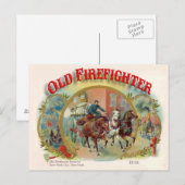 Victoriaans Era Old Firefighter Briefkaart (Voorkant / Achterkant)