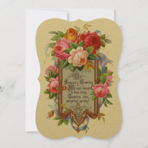  Victoriaans Era Rozen Holiday Card Feestdagenkaart