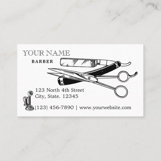 Victoriaans Era Steampunk Barber Sjabloon Visitekaartje (Achterkant)