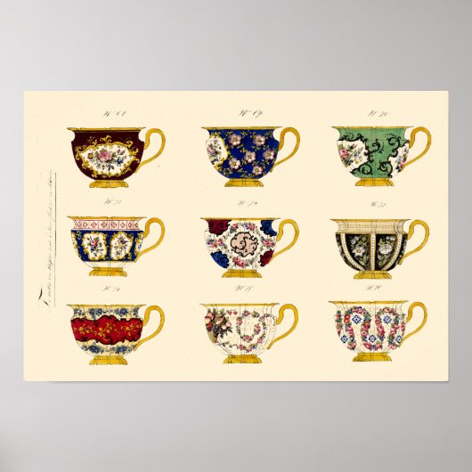  Victoriaans Era Tea Cup Design Poster (Voorkant)