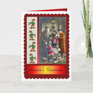Victoriaans familie kerst feestdagen kaart