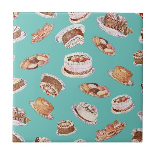  Victoriaans Fancy taarten en snoep Tegeltje (Voorkant)