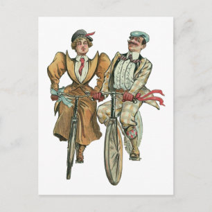 Victoriaans fietsers - illustratie briefkaart
