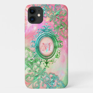 Victoriaans filigraan opaal look roze blauwgroen e iPhone 11 hoesje