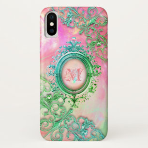 Victoriaans filigree opal gem roze blauwgroen iPhone x hoesje