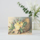 Victoriaans Floral Basket of gele rozen Briefkaart (Staand voorkant)