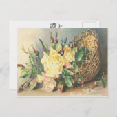 Victoriaans Floral Basket of gele rozen Briefkaart (Voorkant / Achterkant)