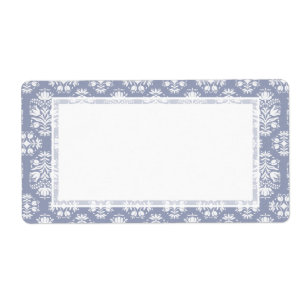 Victoriaans Floral Blue Lace Damask Etiket