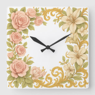 Victoriaans Floral Elegance Lijst Vierkante Klok