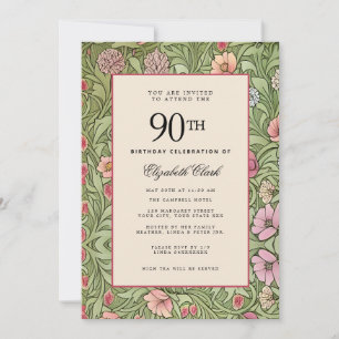 Victoriaans Floral Elegant  90th Birthday Kaart