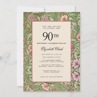 Victoriaans Floral Elegant  90th Birthday Kaart