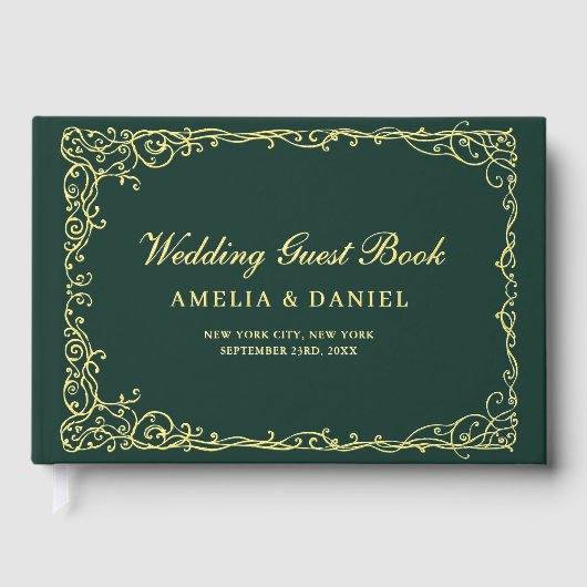  Victoriaans Floral Emerald Green Wedding Gastenboek (Voorkant)