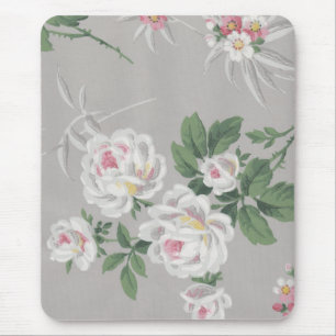 Victoriaans Floral Gray Wallpaper Mousepad Muismat
