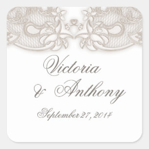 Victoriaans Floral Lace Design Vierkante Sticker